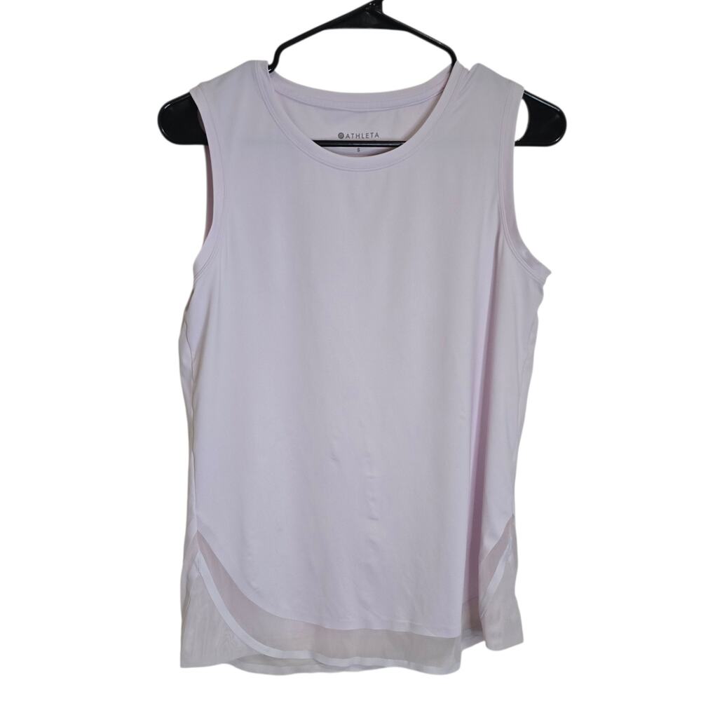 Athleta Cadence Activewear Athletic Sleeveless Top Tank Mesh Trims Purple Small